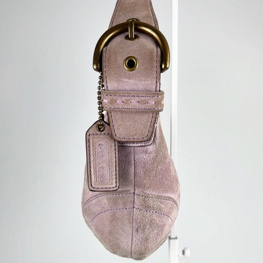 Coach Y2K Suede Pastel Lavender Pink Mini Small Hobo Shoulder Bag 9658 - Picture 6 of 16